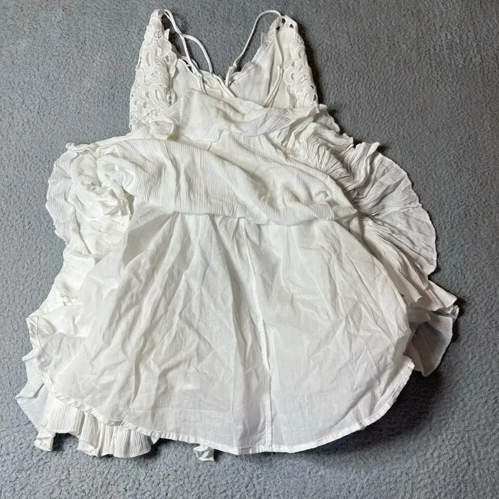 Chelsea & Violet Dress Womens Juniors S White Lace Bodice‎ Smocked Back Mini NEW